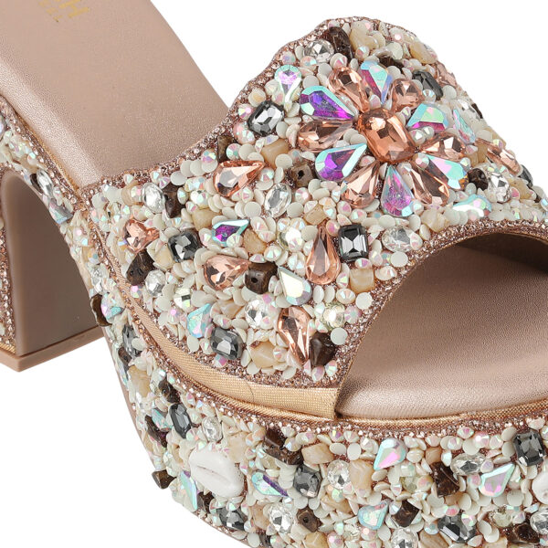 Rose Gold Bridal Open Toe Sandal 4 Inch Heel - Image 3