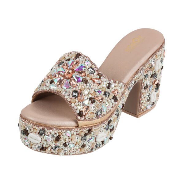 Rose Gold Bridal Open Toe Sandal 4 Inch Heel - Image 4