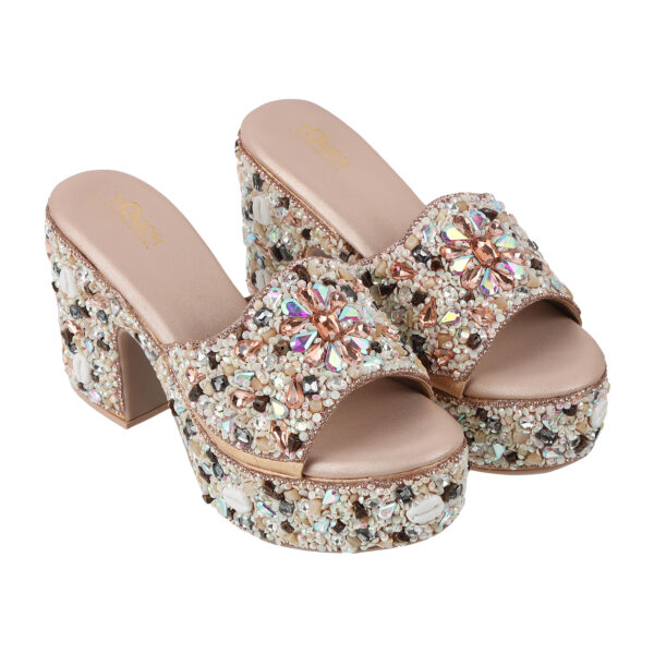 Rose Gold Bridal Open Toe Sandal 4 Inch Heel - Image 2