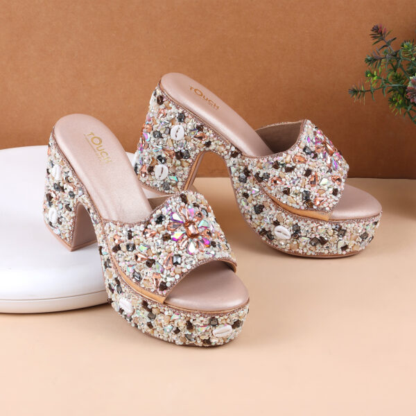 Rose Gold Bridal Open Toe Sandal 4 Inch Heel