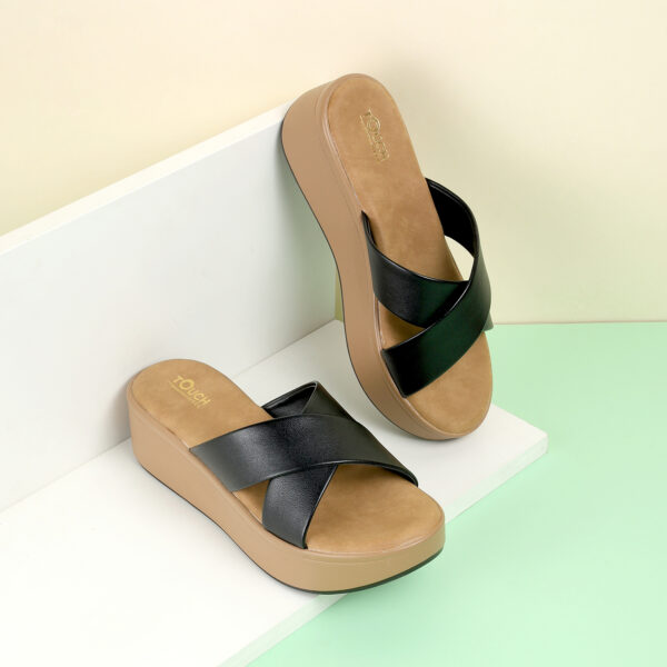 STYLISH WEDGE PEACH HEEL SANDALS - Image 9