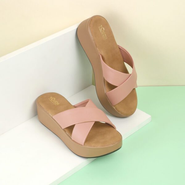 STYLISH WEDGE PEACH HEEL SANDALS - Image 7