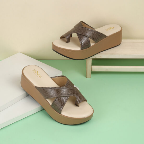 STYLISH WEDGE PEACH HEEL SANDALS - Image 5
