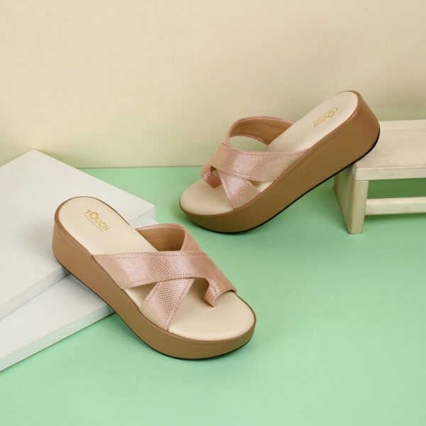 STYLISH WEDGE PEACH HEEL SANDALS - Image 2