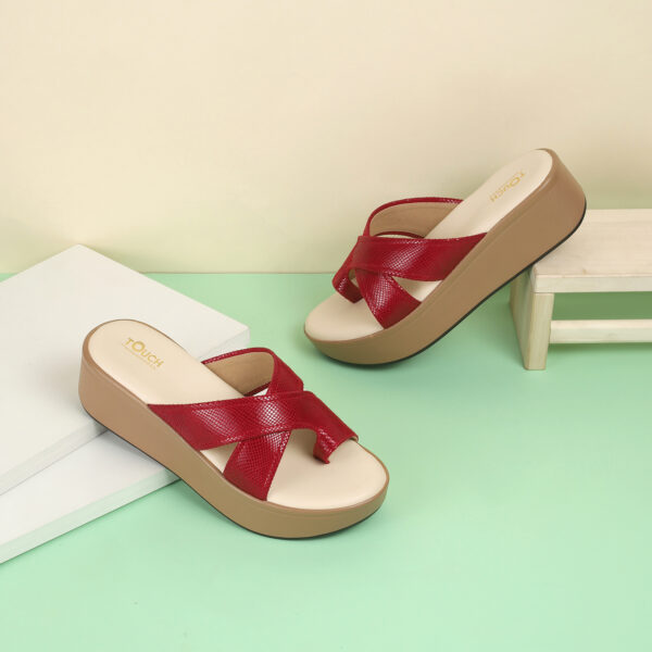 STYLISH WEDGE PEACH HEEL SANDALS - Image 3
